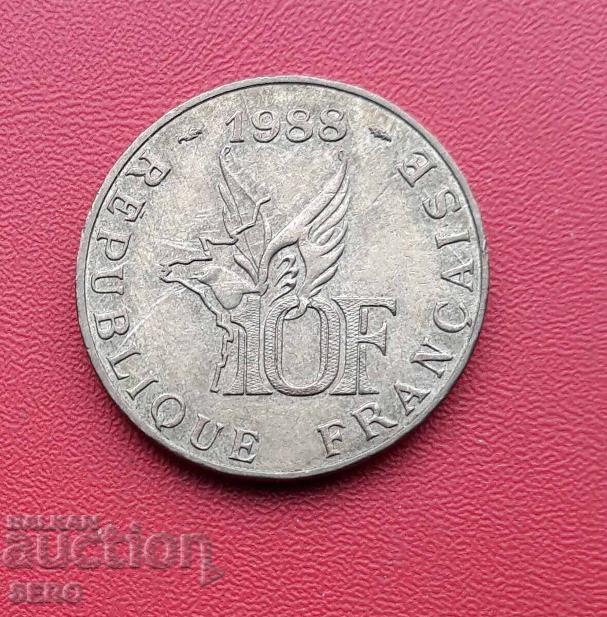 Franta-10 franci 1988-100 de la nasterea lui Roland Garros