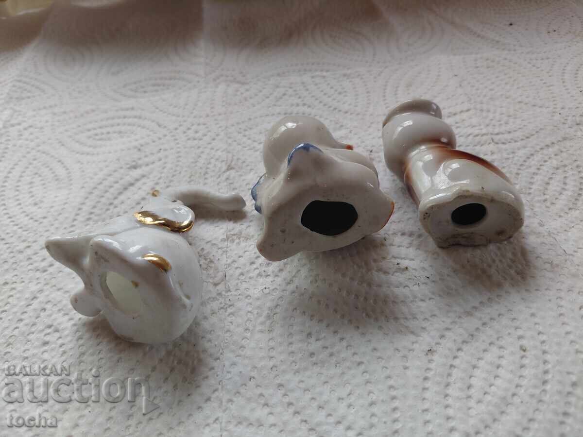 Παράδοση παλιές πορσελάνινες φιγούρες, αλατιέρα, ελεφαντάκι και παπάκι