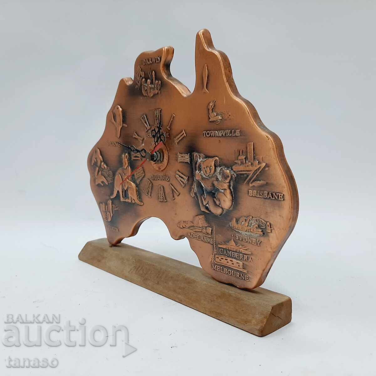 Ρετρό χάλκινο επιτραπέζιο ρολόι-σουβενίρ από την Αυστραλία (5.2) - 7