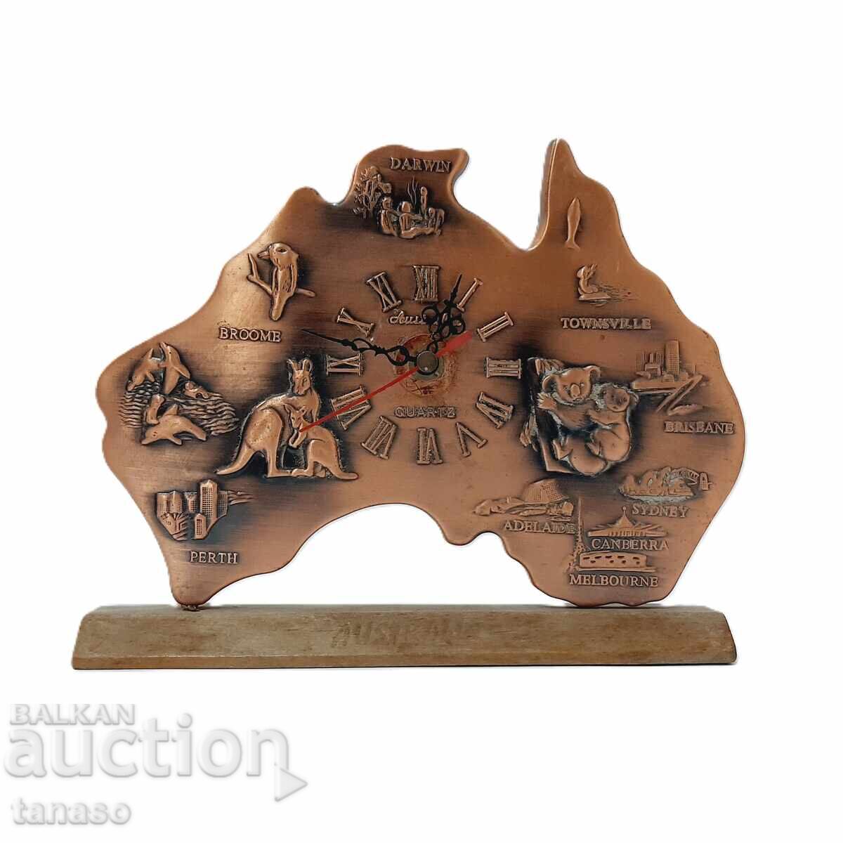 Ρετρό χάλκινο επιτραπέζιο ρολόι-σουβενίρ από την Αυστραλία (5.2)