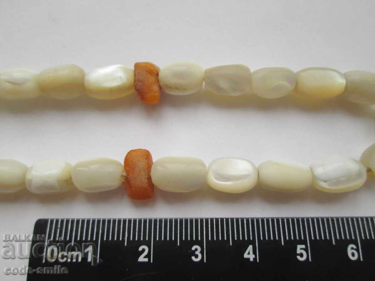 Аукцион Старa седефена броеница 33 зърна седеф и сребърна висулка