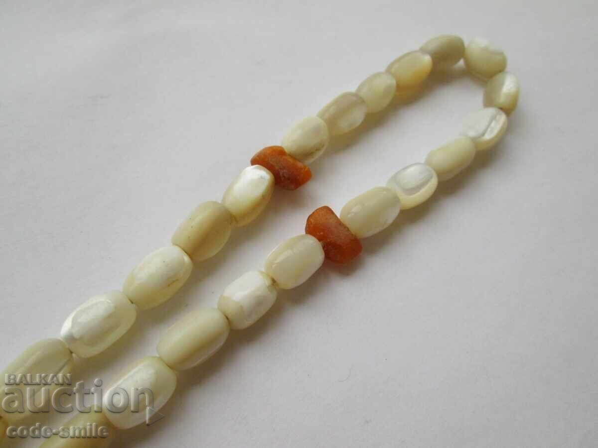 Доставка на Старa седефена броеница 33 зърна седеф и сребърна висулка