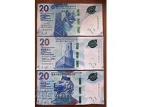 Hong Kong 20 dolari emisiunea 2018-2023. De la cele trei bănci