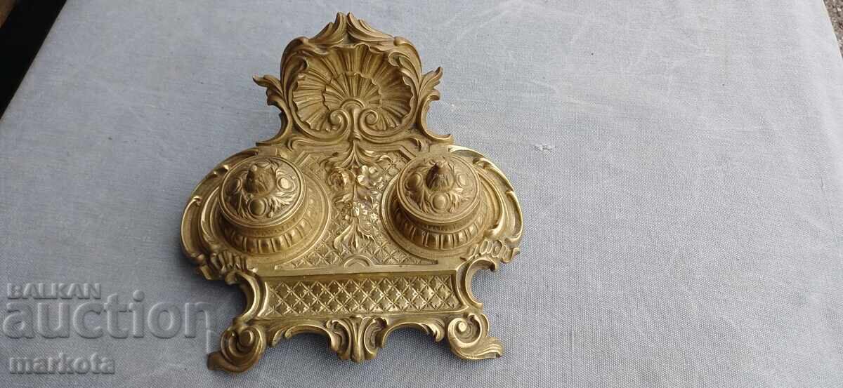 Antique bronze Baroque inkwell - Depose Antique bronze Baroque inkwell - Depose