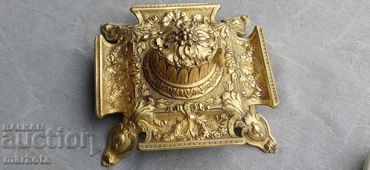 veche călimară barocă din bronz - Depose