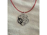 Vintage silver necklace with rose folklore