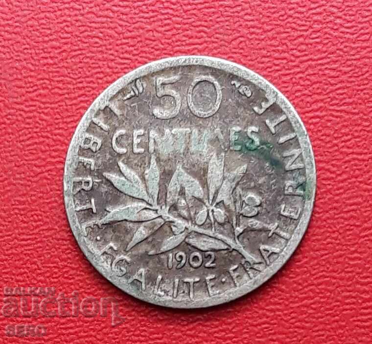Franța-50 centime 1902-argint