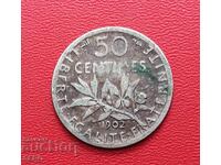 Франция-50 цента 1902-сребърна