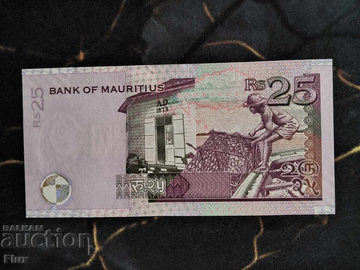 Bancnotă - Mauritius - 25 rupii UNC | 2009 cu preț € 7.15 | 13.98 BGN