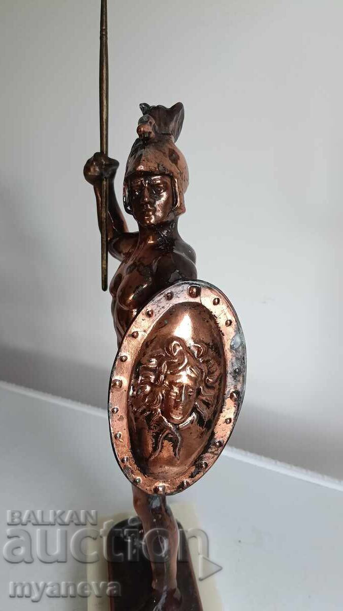 Αχιλλέας με ασπίδα και δόρυ, παλιά, μεταλλική φιγούρα - 7