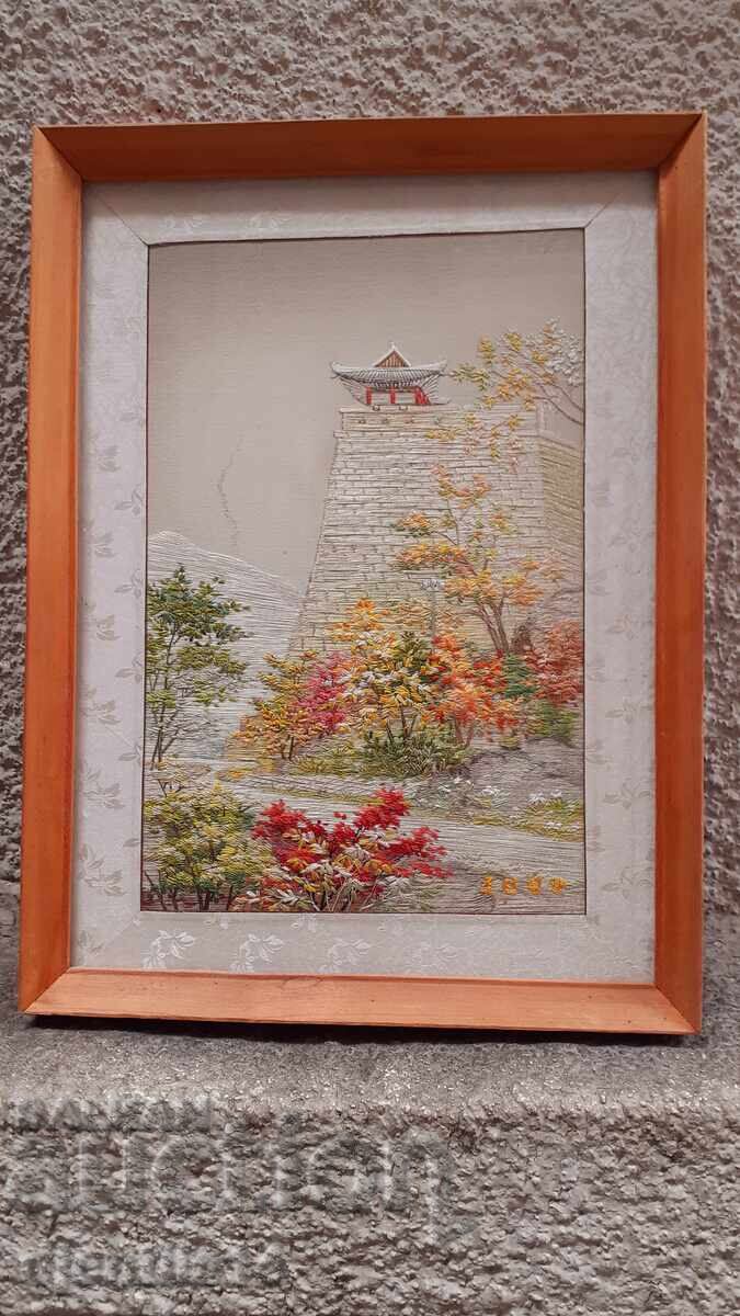 Κεντητός πίνακας σε καμβά Ασία