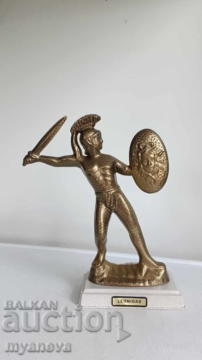 Statuetă grecească de colecție din metal, reprezentându-l pe Leonidas