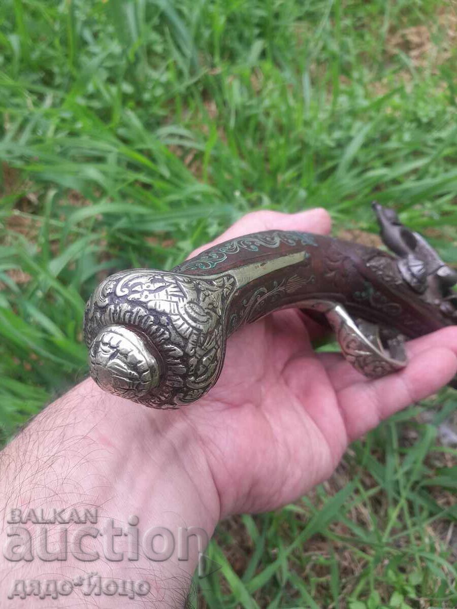 Pistol cu cremene balcanic otoman de 36 cm, mecanism OK - 7