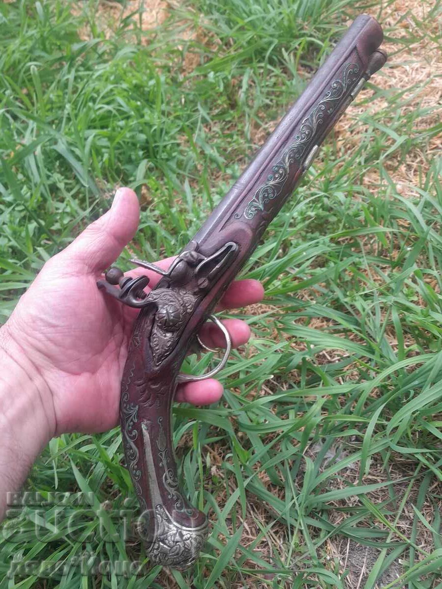 Pistol cu cremene balcanic otoman de 36 cm, mecanism OK