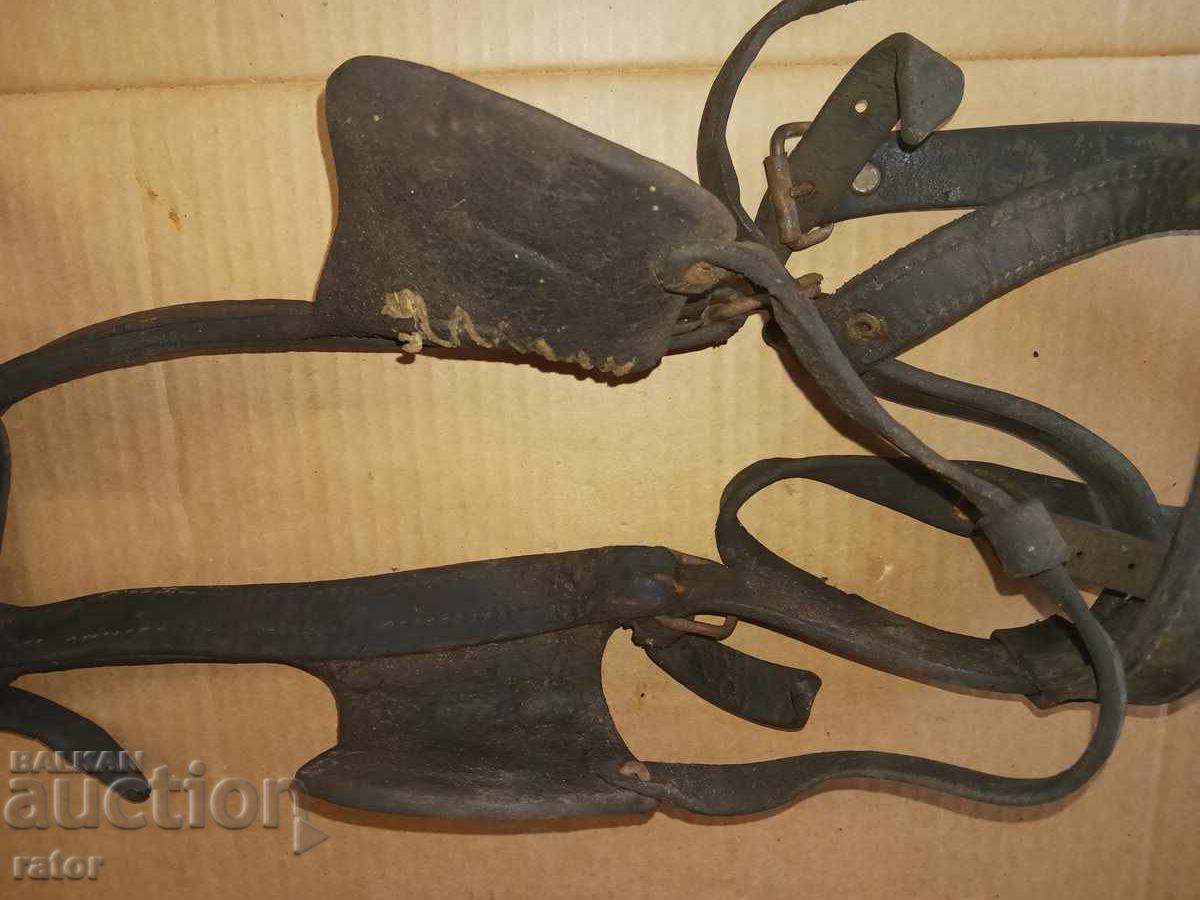 Auction  Old leather horse harness, headstall, halter, bridle