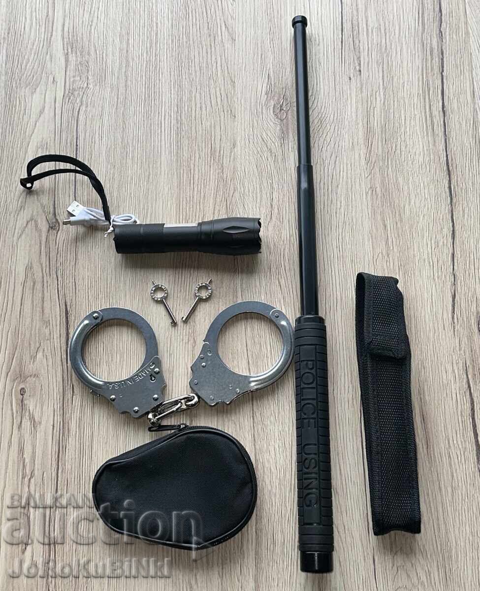 LOT „Cătușe+Baston+Lanternă”—3 piese