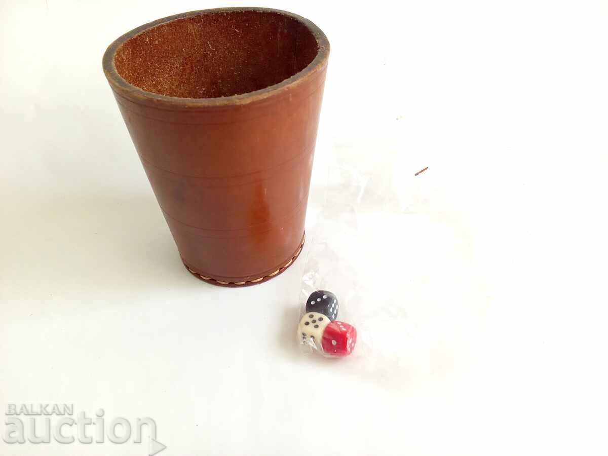 leather dice cup with price € 1.00 | 1.96 BGN