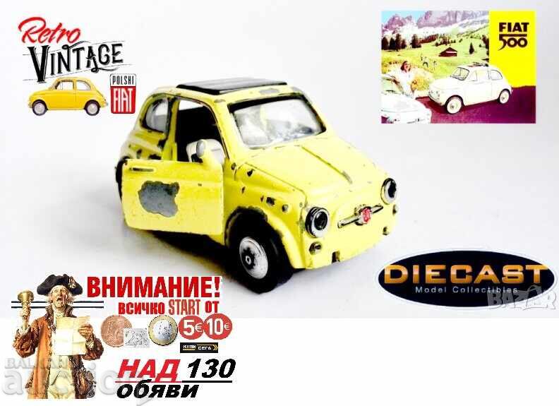 количка УМАЛЕН МОДЕЛ FIAT 500 F 1965 ЖЪЛТ 1:32