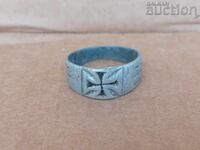 пръстен войнишко творчество с кръст WW1 WWI