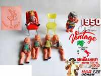 Mici păpuși de plastic cu ochi adormiți - 13cm - vintage