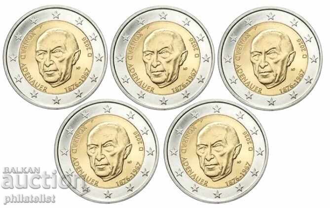 Γερμανία 2026 – Σετ 2 ευρώ πλήρης σειρά Κόνραντ Αντενάουερ ADFGJ - 5