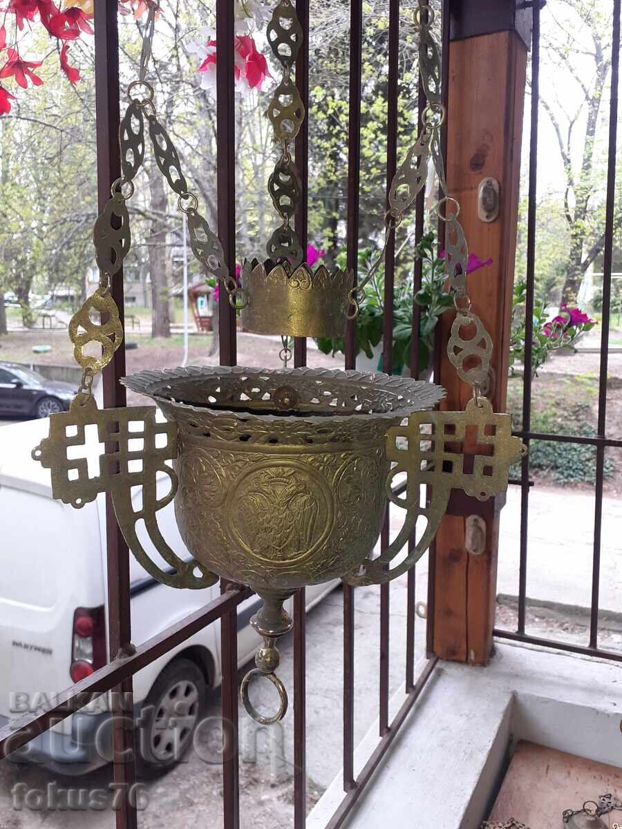 Auction  Huge antique hanging oil lamp brass censer incense burner