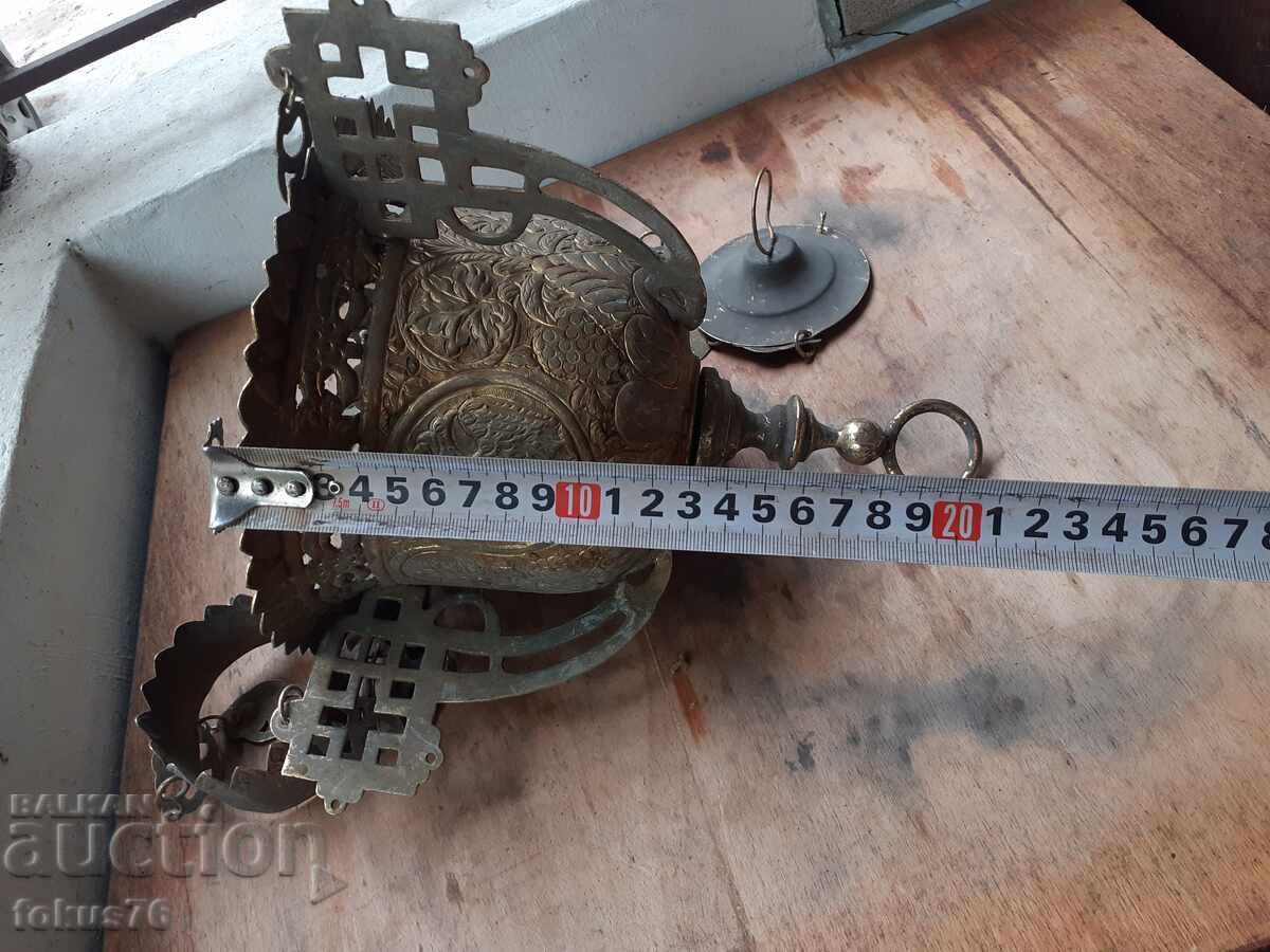 Huge antique hanging oil lamp brass censer incense burner - 6