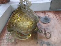 Τεράστιο παλιό κρεμαστό καντήλι ορειχάλκινο θυμιατό λιβανιστήρι