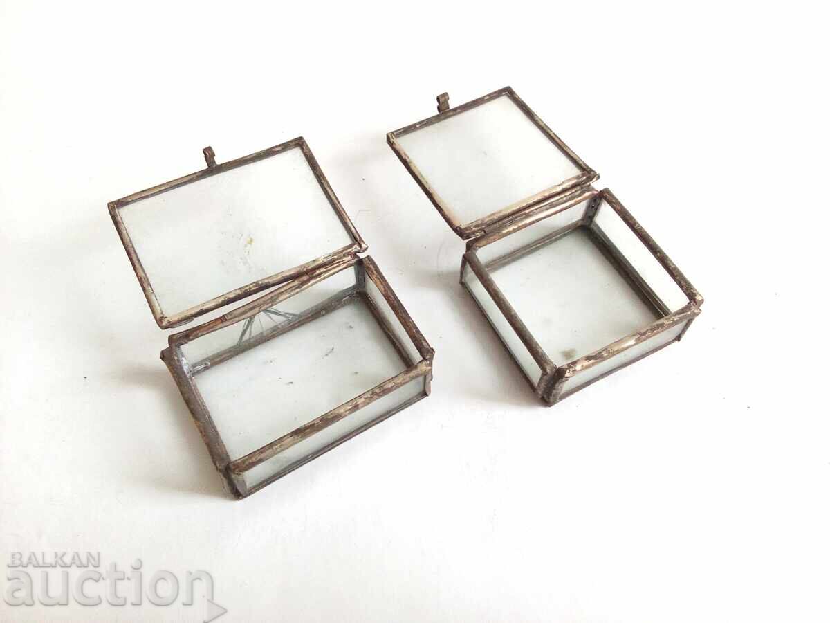 Vintage Brass Glass Jewelry Box with Square Shape - 5