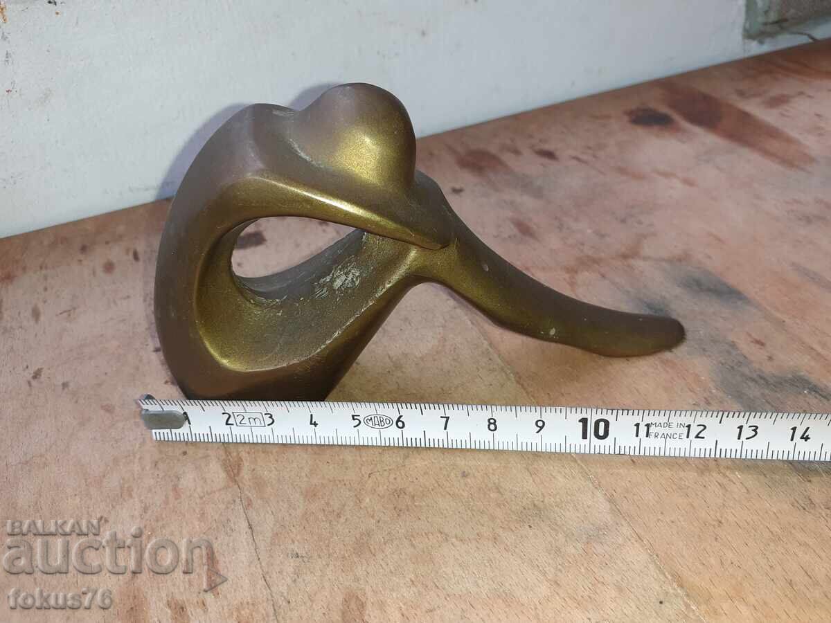 Стара изящна статуетка фигура пластика масивен бронз - 5