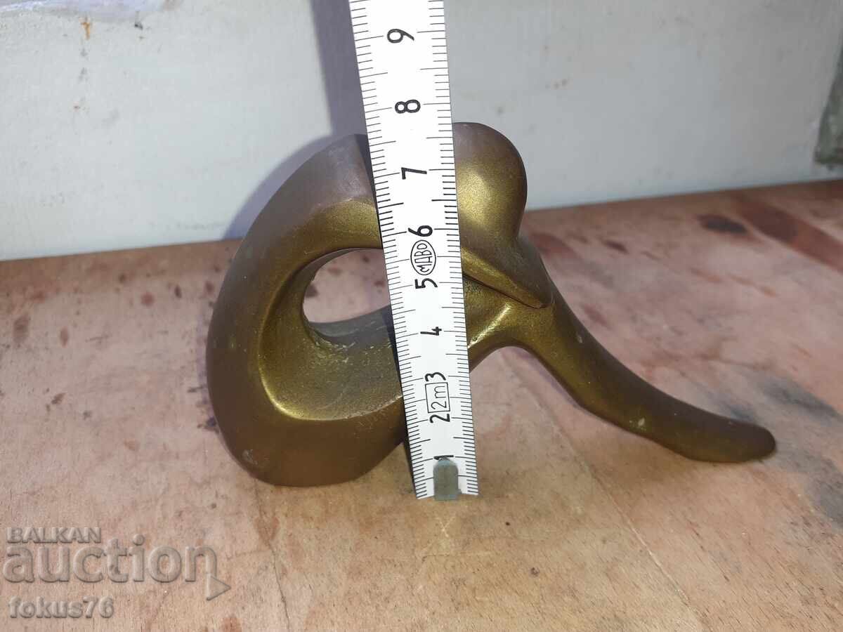 Стара изящна статуетка фигура пластика масивен бронз - 6