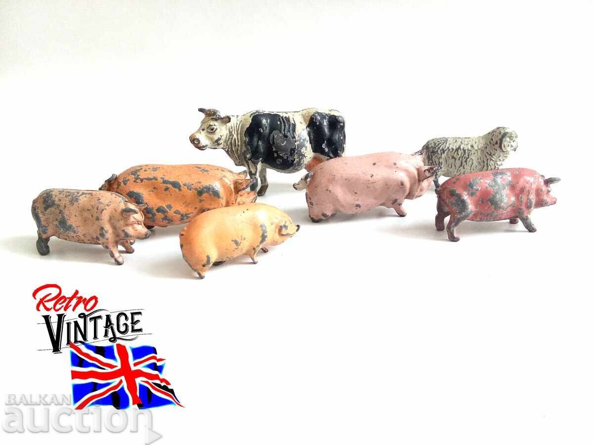 Винтидж метални британци / J Hill Cow Horse Pig Mix Job Lot