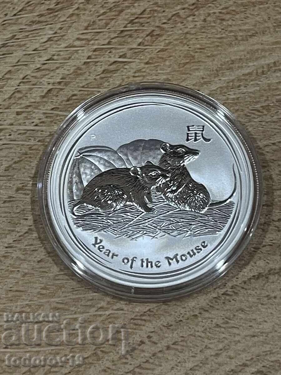 Аукцион Сребро 1 oz Годината на Мишката 2008