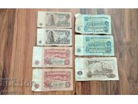 7 броя стари български банкноти 1 лев 5 , 10 , 20 лева 1974