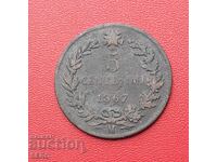 Italia - 5 cenți 1867