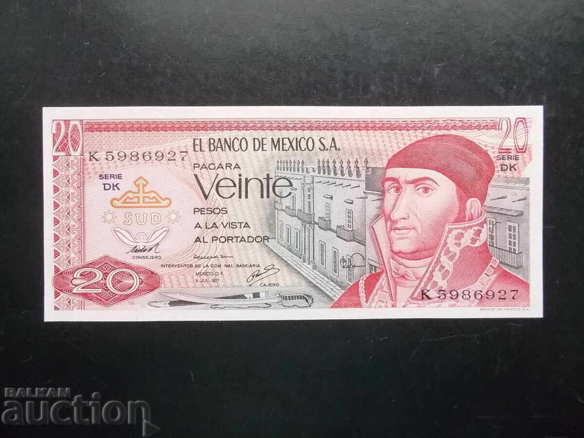 MEXICO, 20 pesos, 1977, UNC