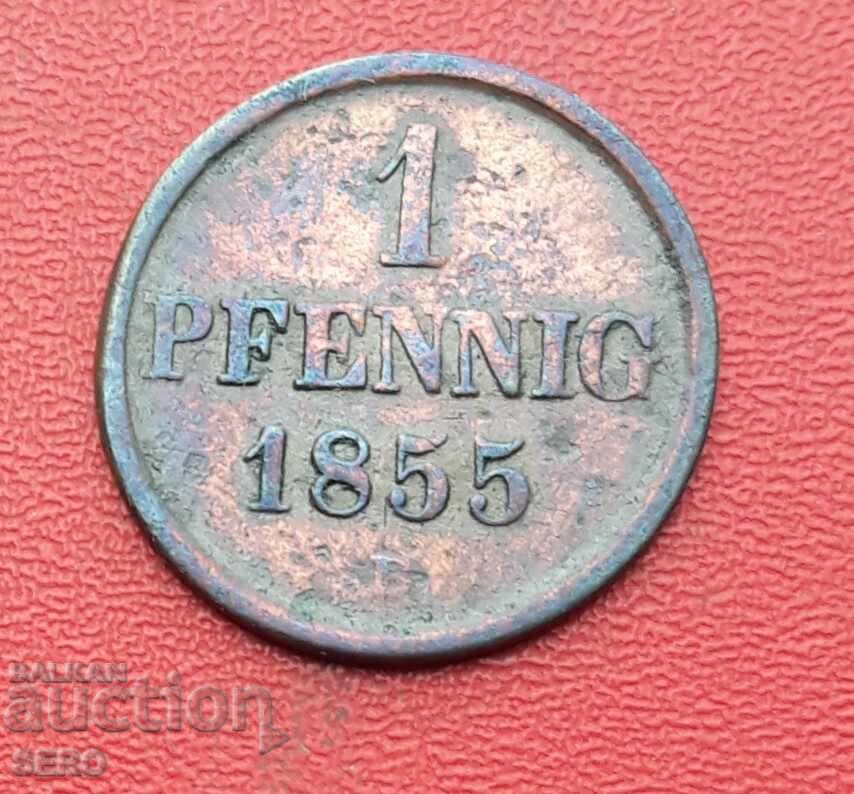 Germania-Braunschweig-1 pfennig 1855 B-rar tiraj 79 mii buc