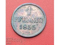 Германия-Брауншвайг-1 пфениг 1855 В-рядка тираж 79 х. бр.
