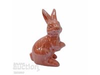 Ροζ κεραμική εφυαλωμένη φιγούρα λαγουδάκι (2.2)