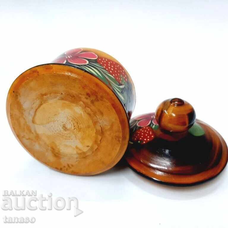 Cutie rotundă din lemn, pictată manual, cu capac (1.4) - 5