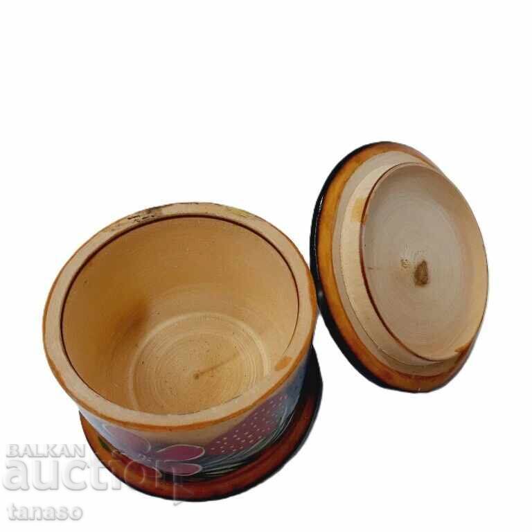 Cutie rotundă din lemn, pictată manual, cu capac (1.4) - 6