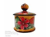 Χειροποίητο ζωγραφισμένο στρογγυλό ξύλινο κουτί με καπάκι (1.4)