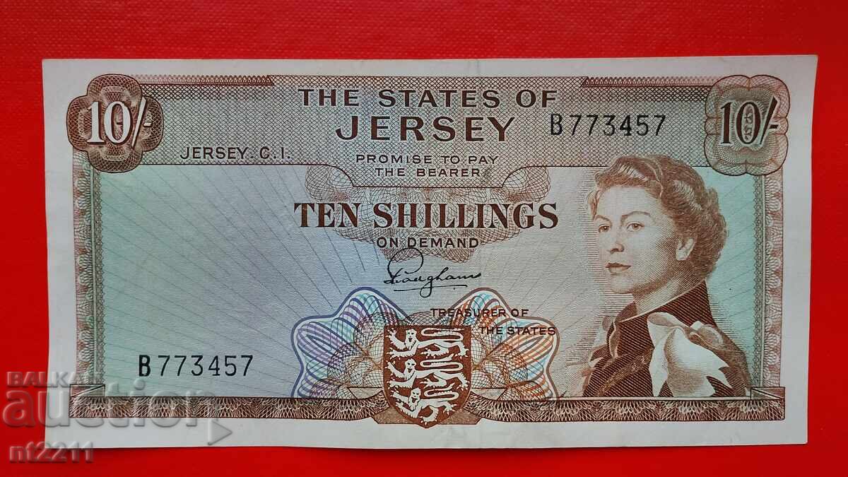 Bancnotă 10 șilingi Jersey 1963 cu preț € 26.00 | 50.85 BGN