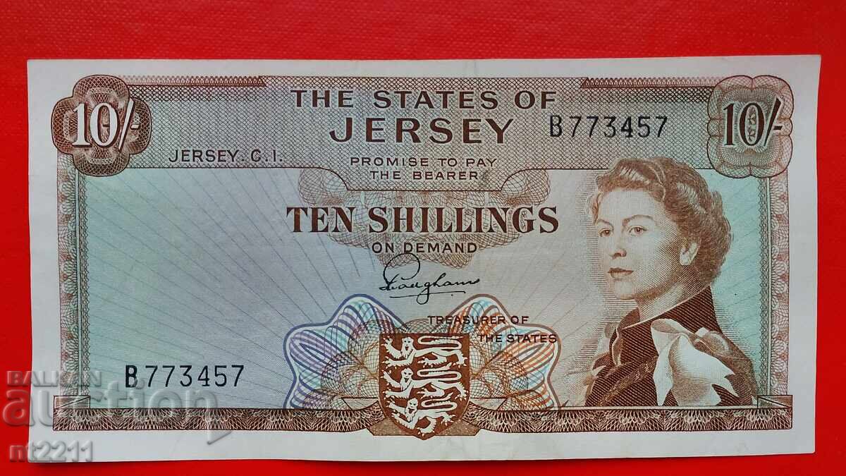 Bancnotă 10 șilingi Jersey 1963