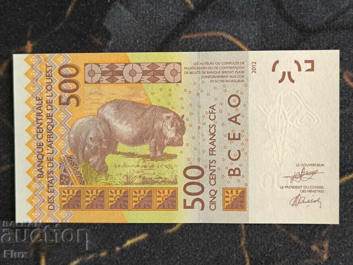Bancnota - Coasta de Fildes - 500 franci UNC | 2012