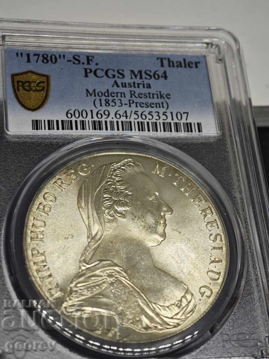 Taler - Maria Terezia 1780 restrike PCGS MS64