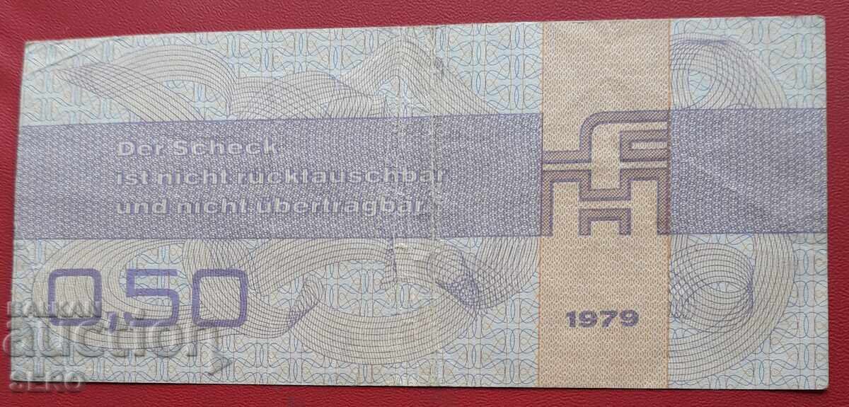 Bancnotă-RDG-cec 0,50 mărci 1979 cu preț € 1.01 | 1.98 BGN