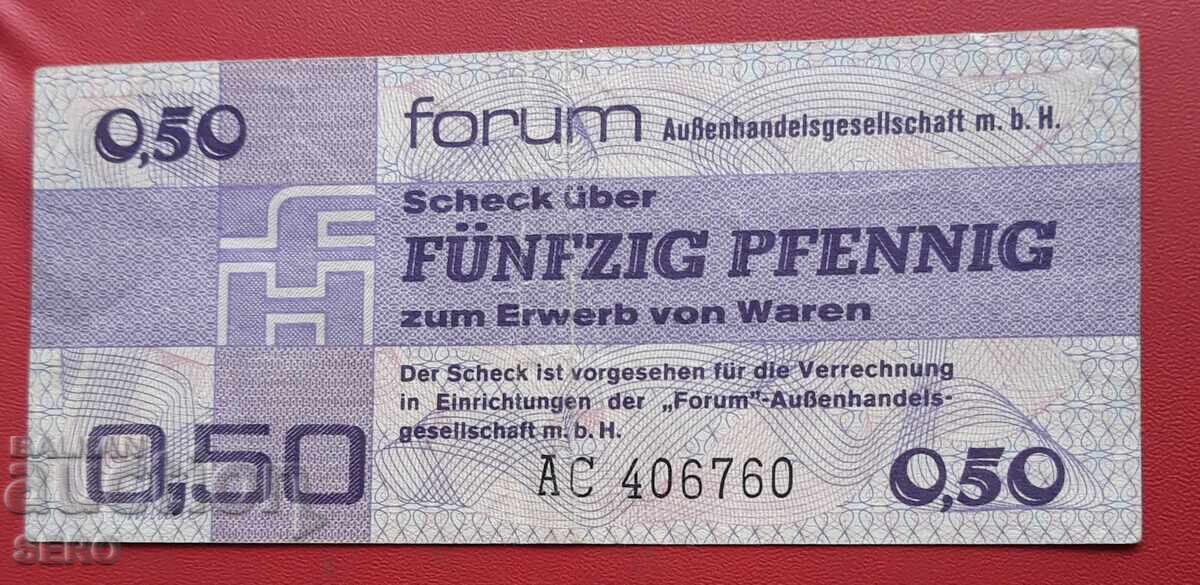Bancnotă-RDG-cec 0,50 mărci 1979
