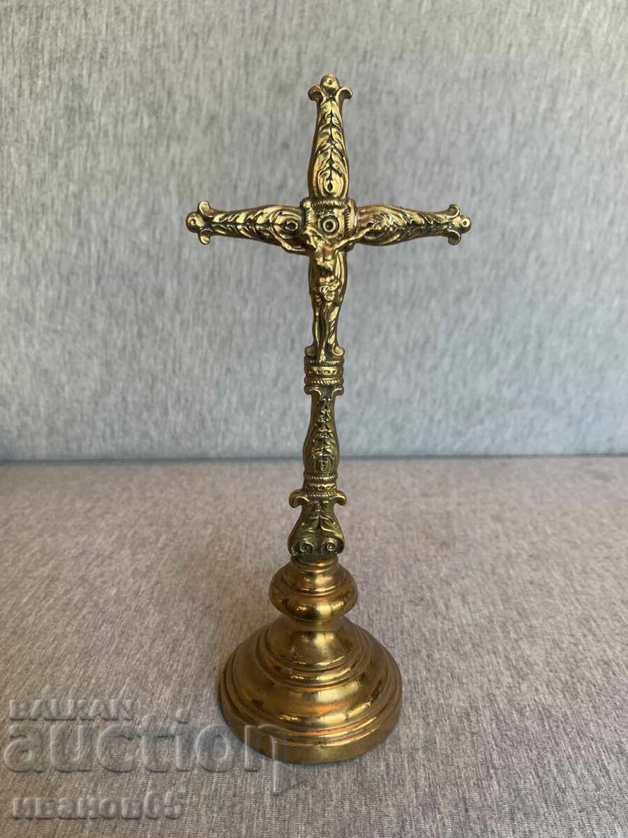 Аукцион стар настолен бронзов кръст