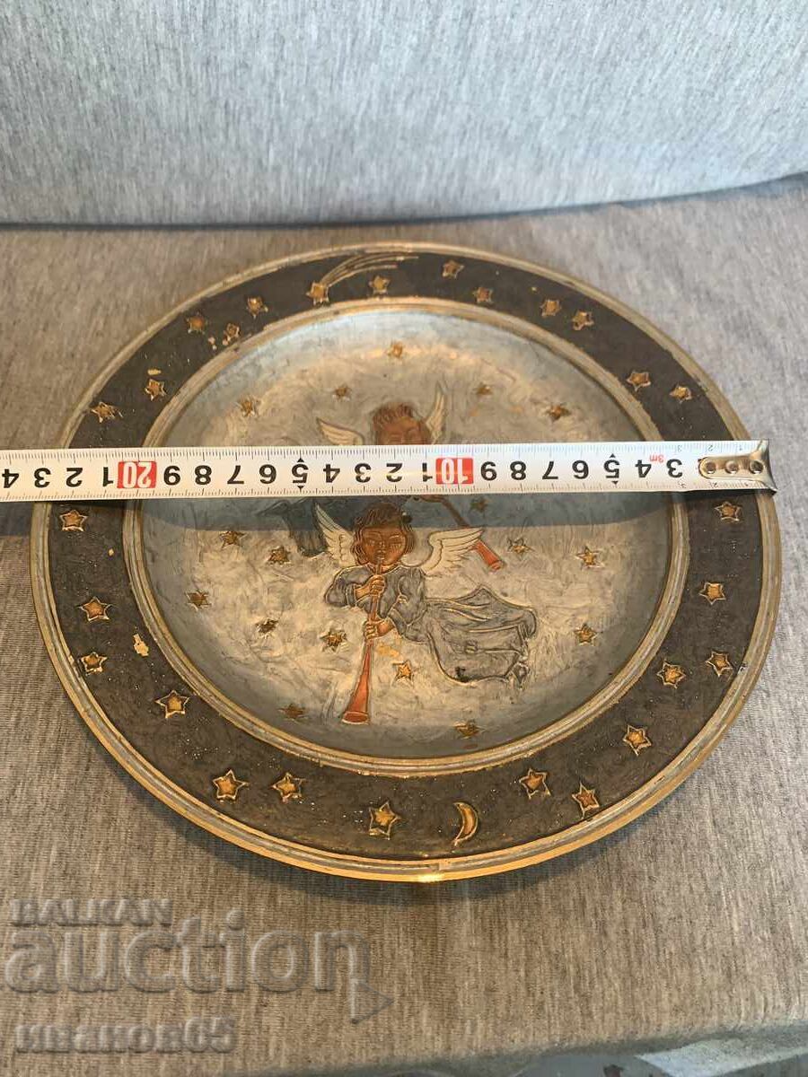 Licitație Farfurie de alamă de perete cu îngeri